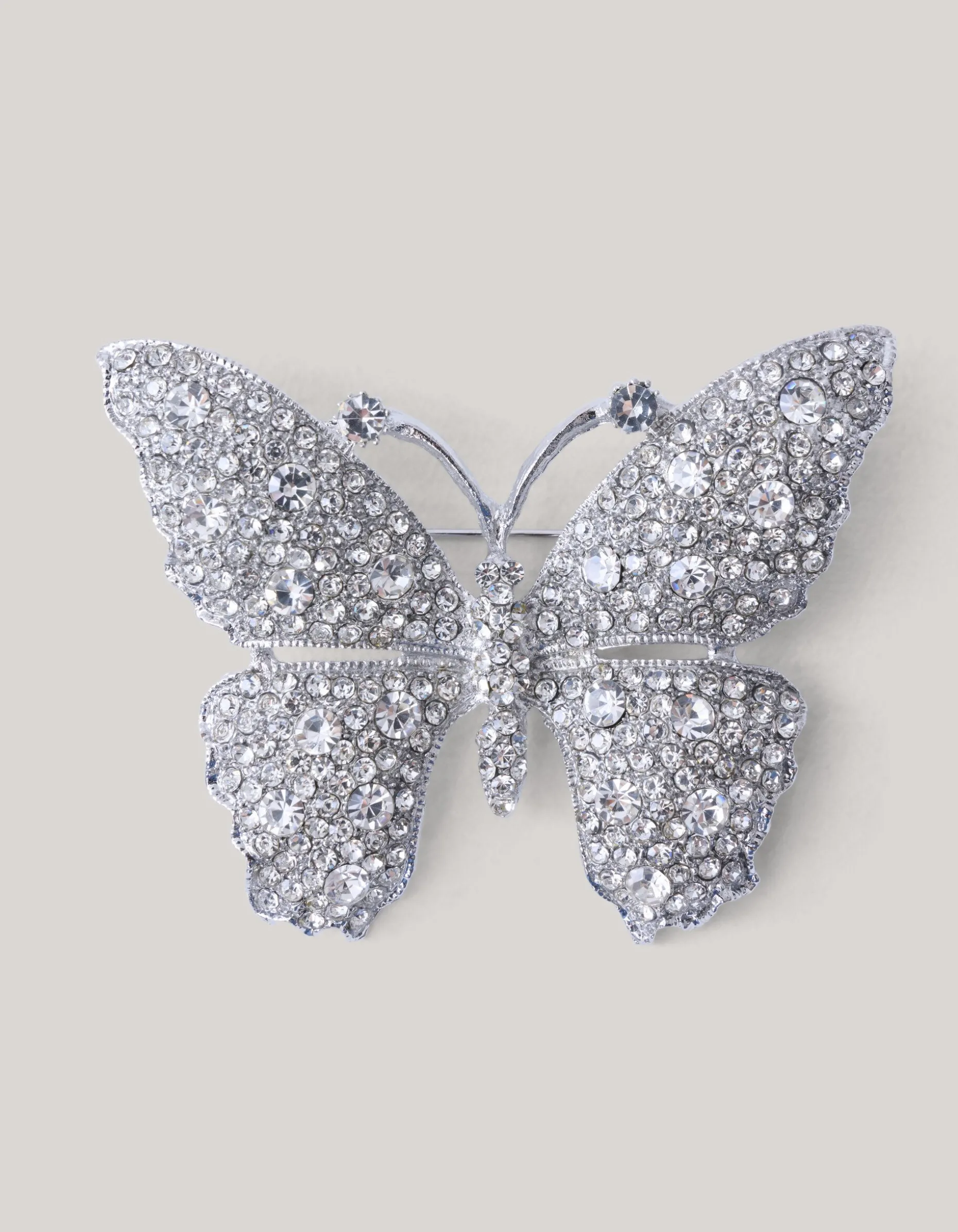 Strass Vlinder Broche Zilver