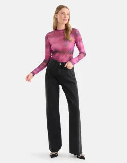 Strass Wide Leg Jeans Zwart
