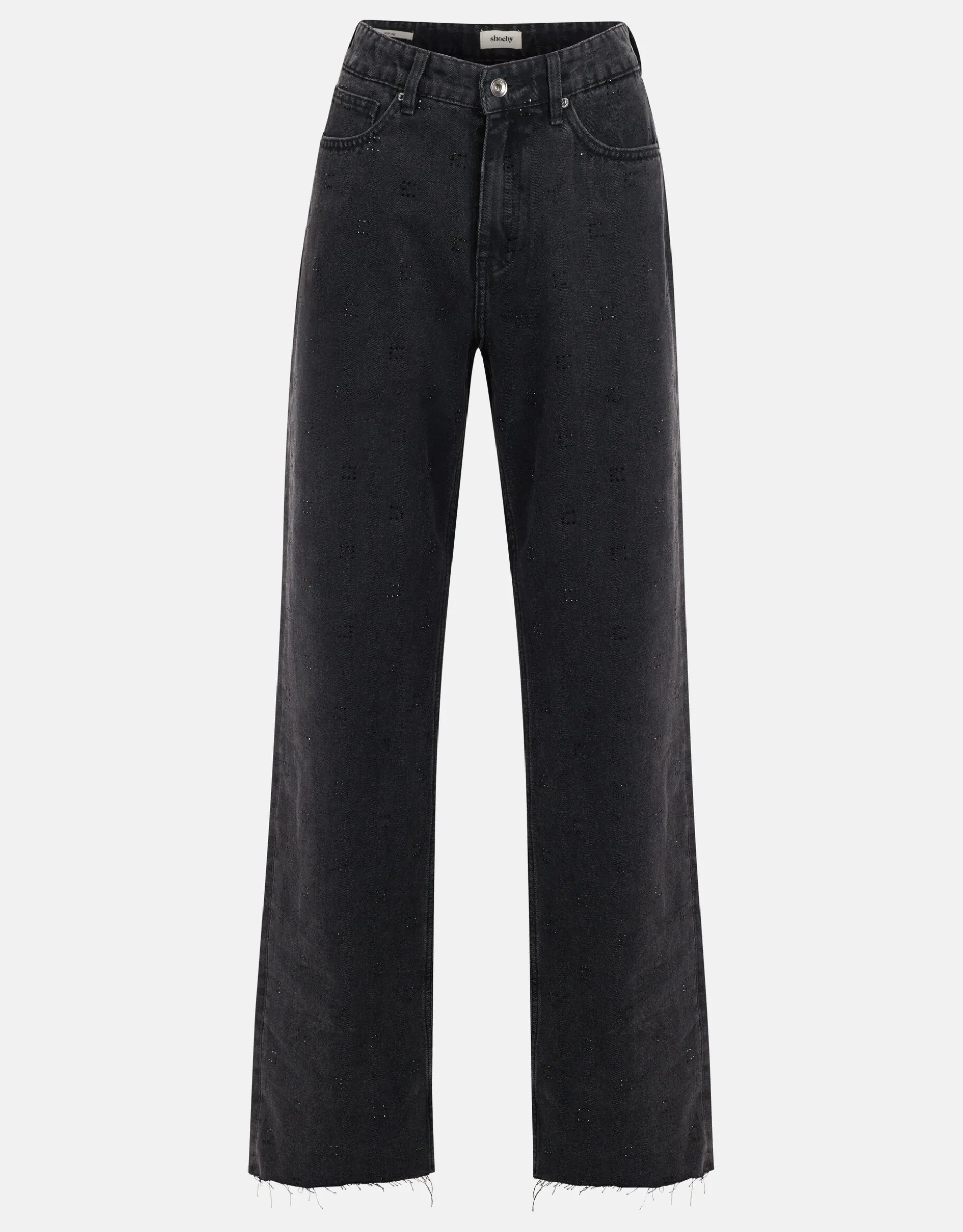 Strass Wide Leg Jeans Zwart