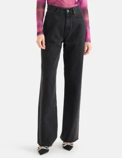 Strass Wide Leg Jeans Zwart