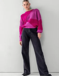 Strass Wide Leg Jeans Zwart