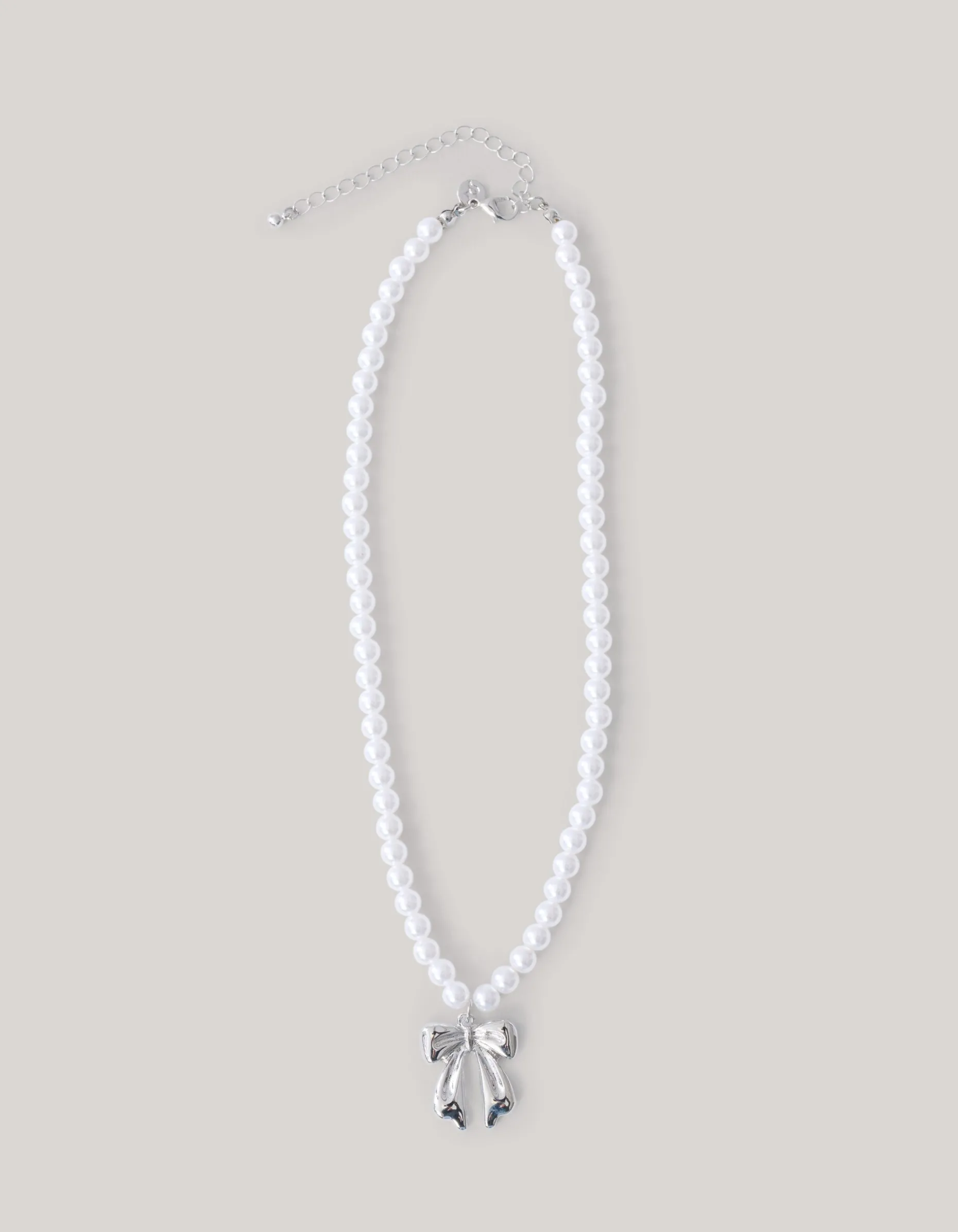 Strik Parel Ketting Zilver