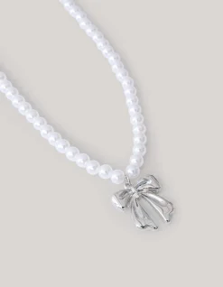 Strik Parel Ketting Zilver