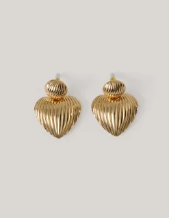 Striped Heart Oorbellen Goud