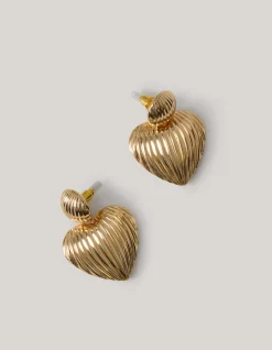 Striped Heart Oorbellen Goud