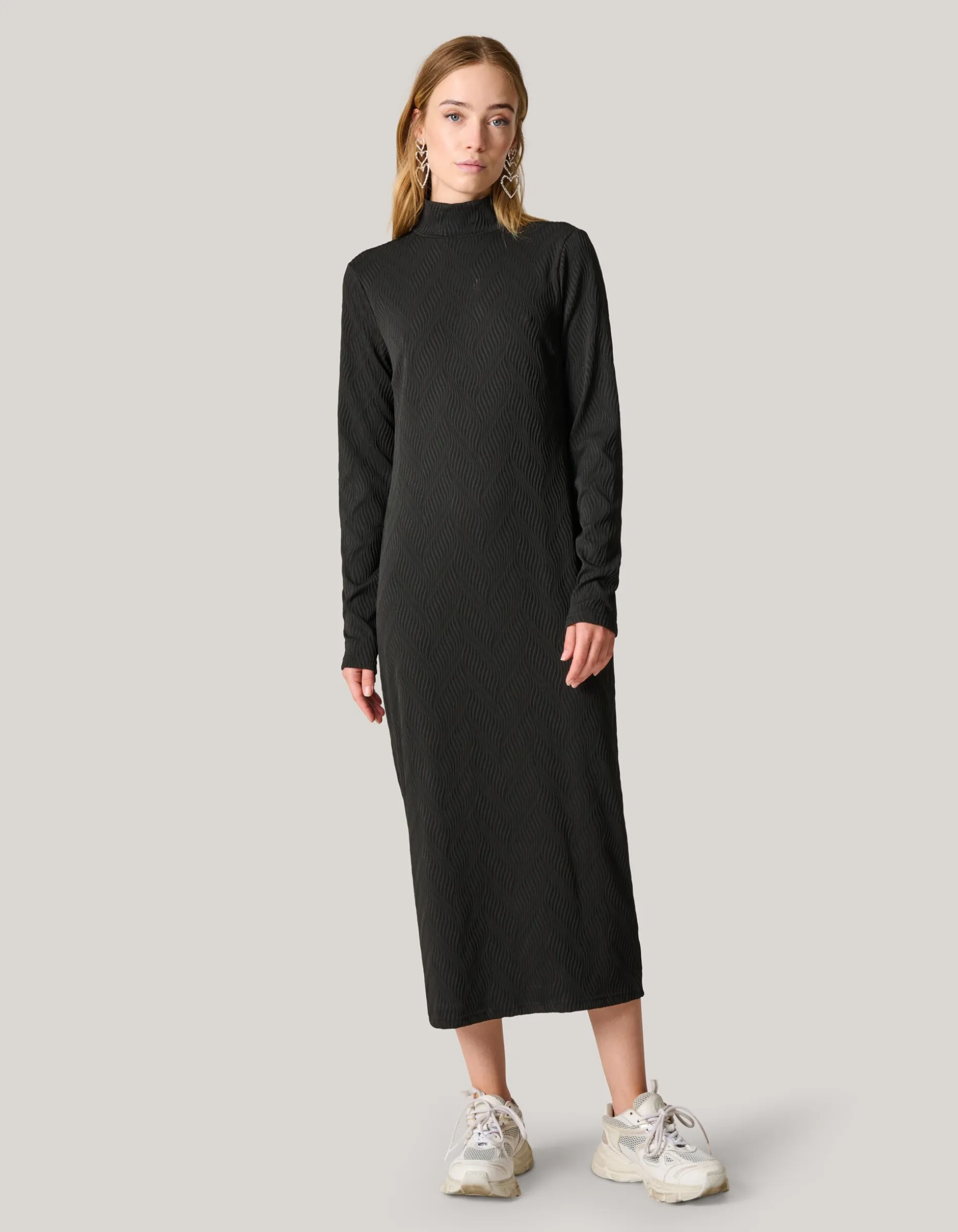 Structure Swirl Jurk Zwart
