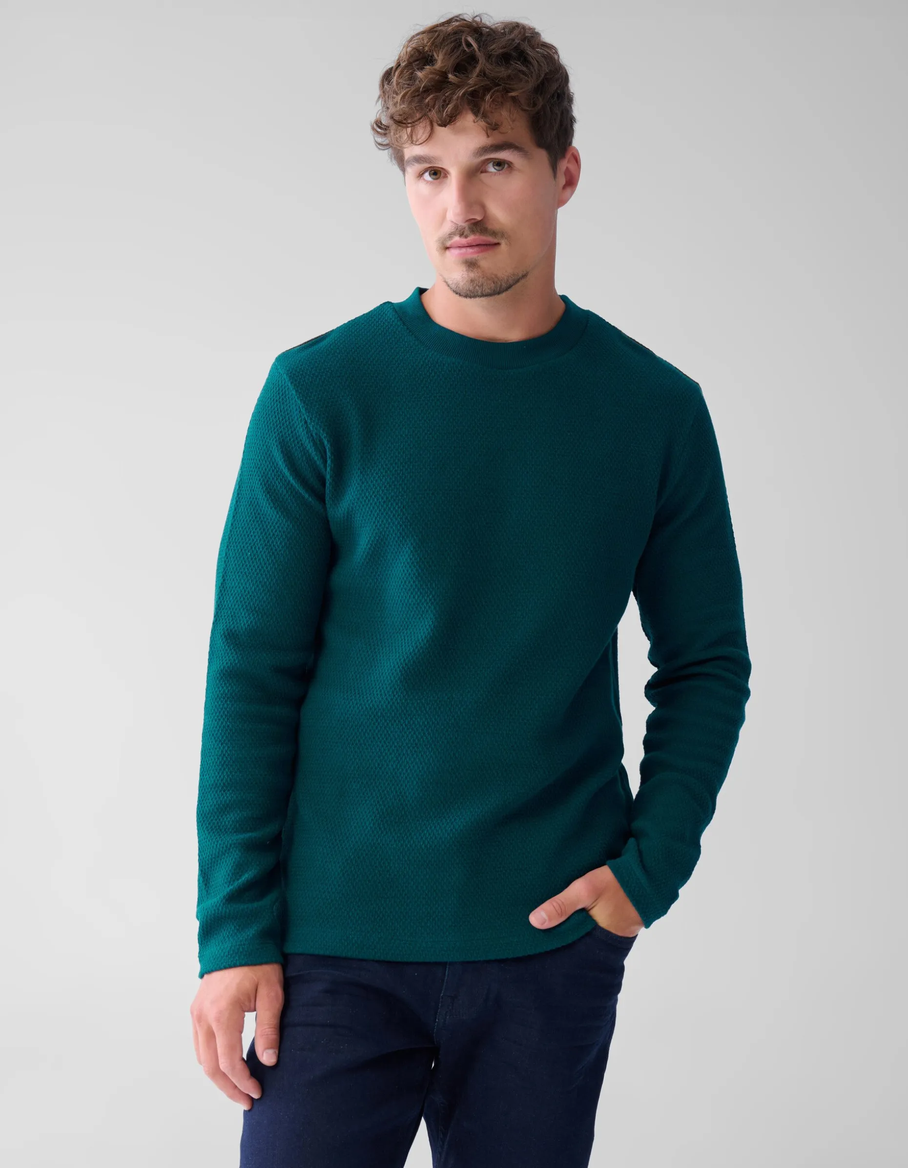 Structuur Jersey Longsleeve Donkergroen