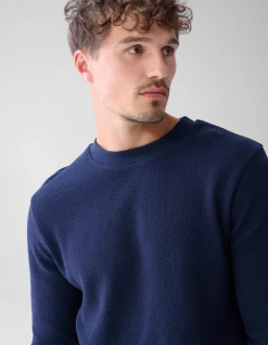Structuur Jersey Longsleeve Donkerblauw
