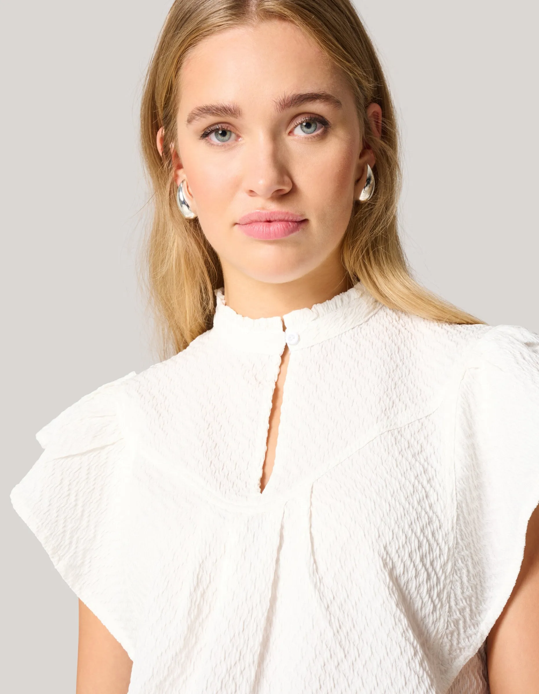 Structuur Ruffle Top Wit