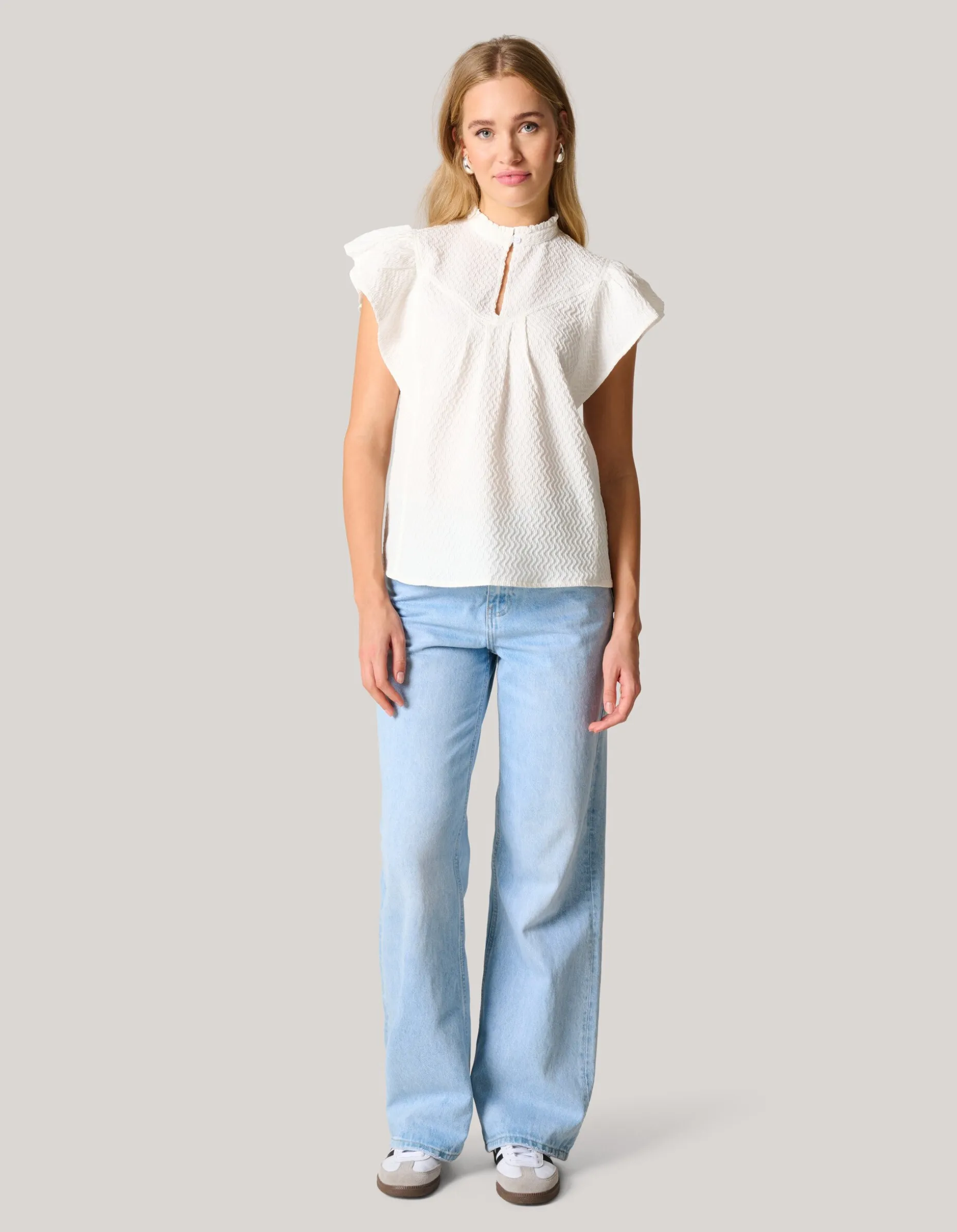Structuur Ruffle Top Wit