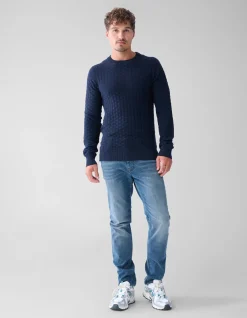 Structuur Trui Donkerblauw
