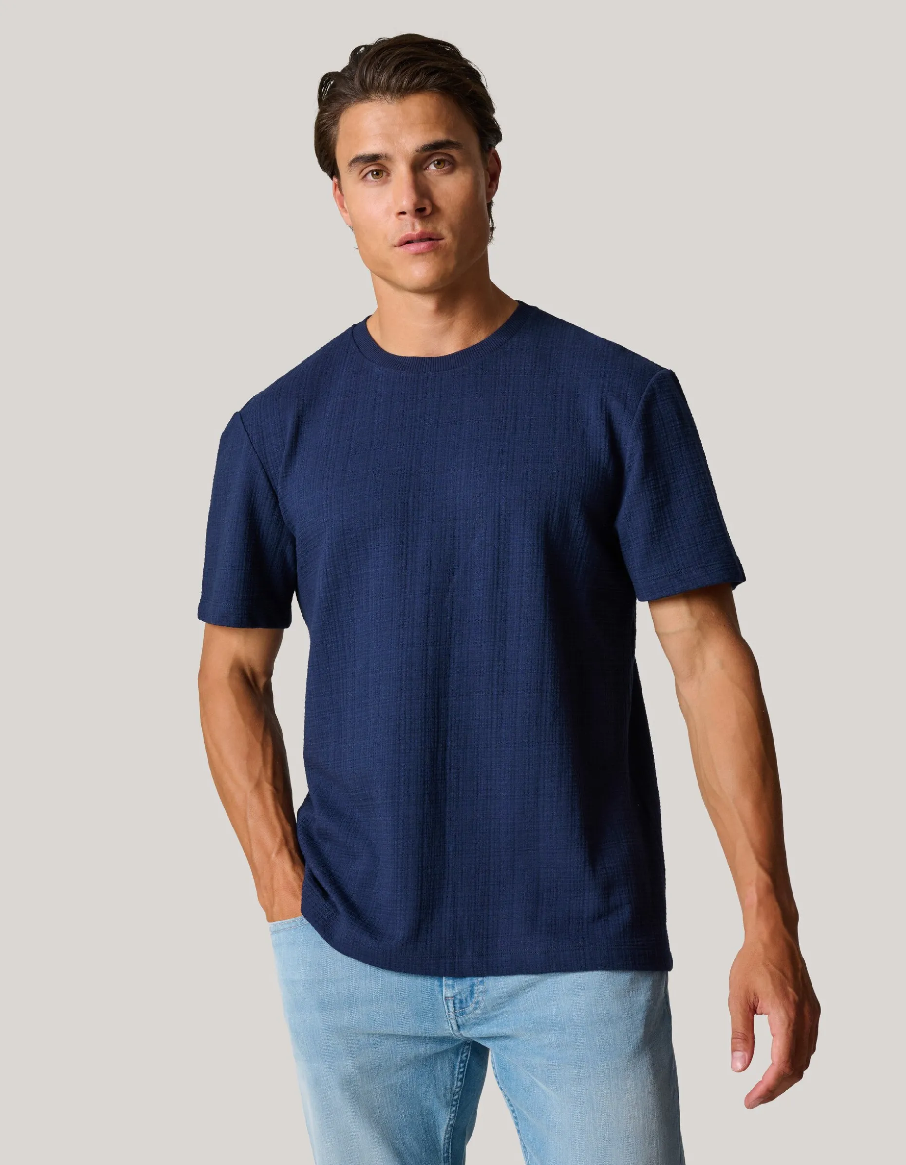 Structuur T-shirt Donkerblauw