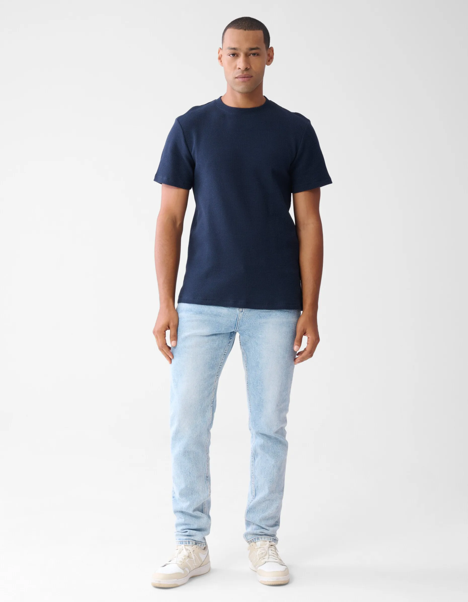 Structuur T-shirt Donkerblauw