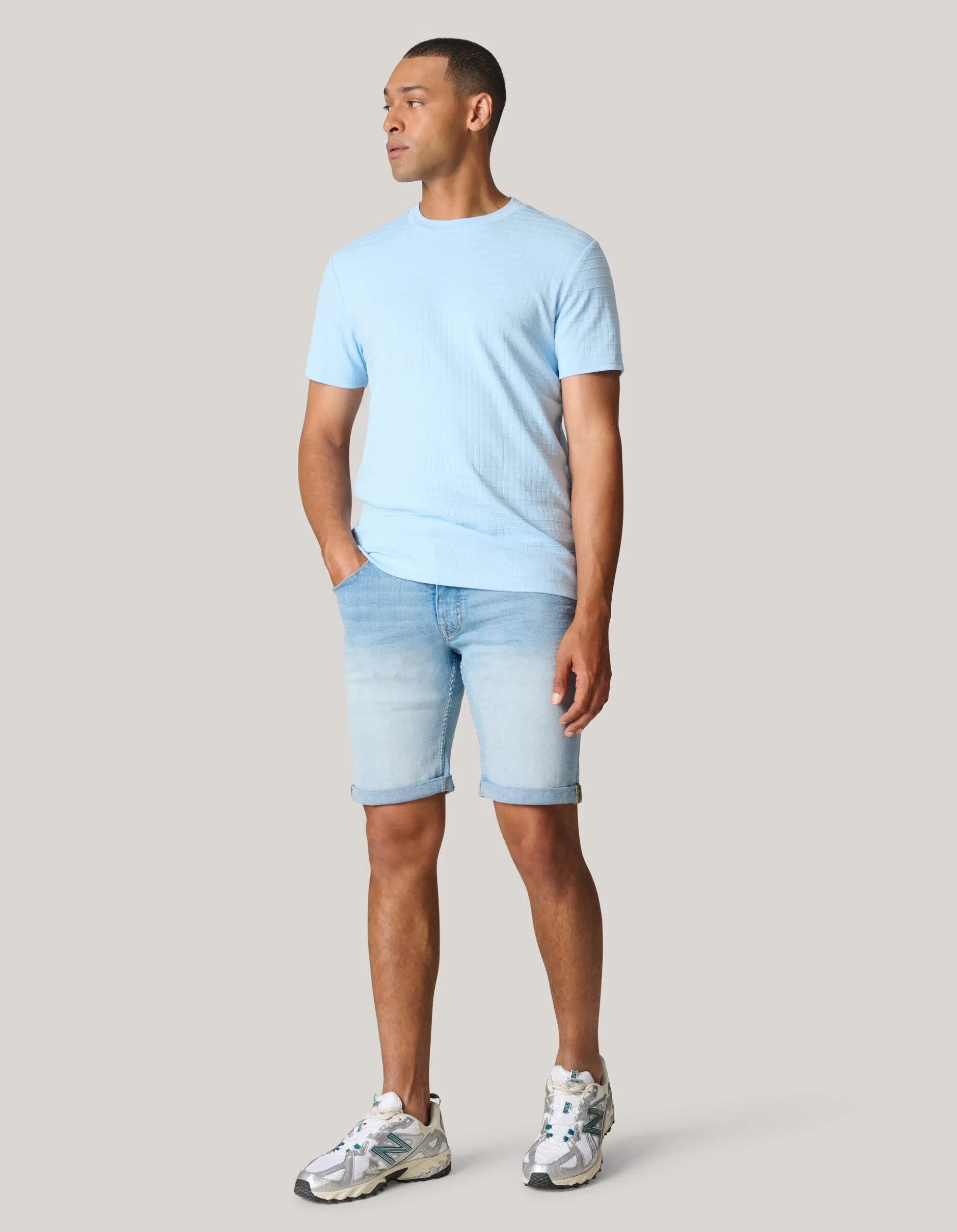 Structuur T-shirt Lichtblauw