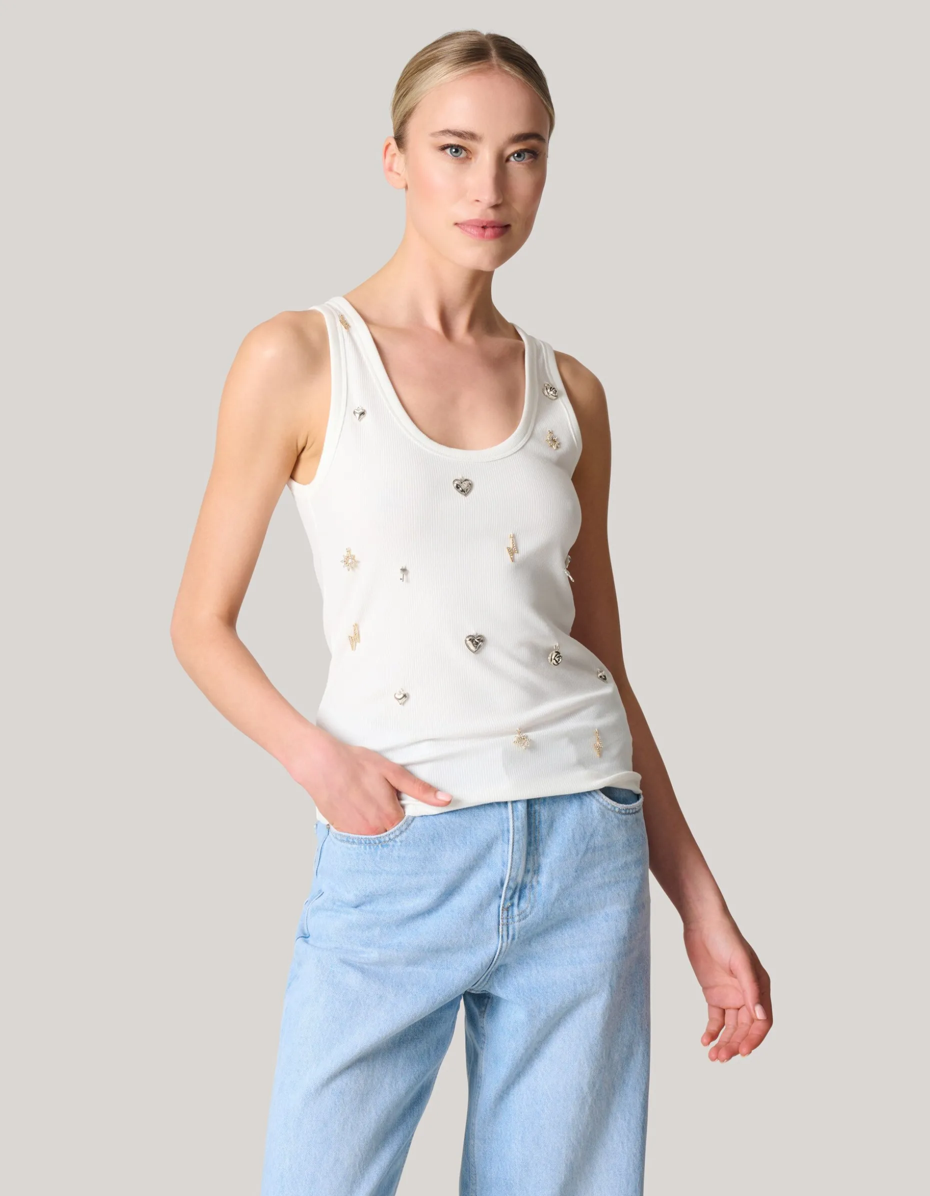 Stud Tanktop Wit