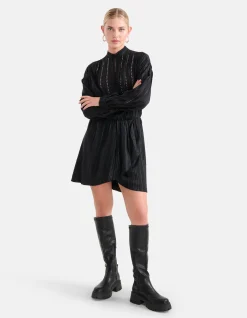 Studs Lurex Jurk Zwart