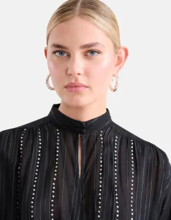 Studs Lurex Jurk Zwart