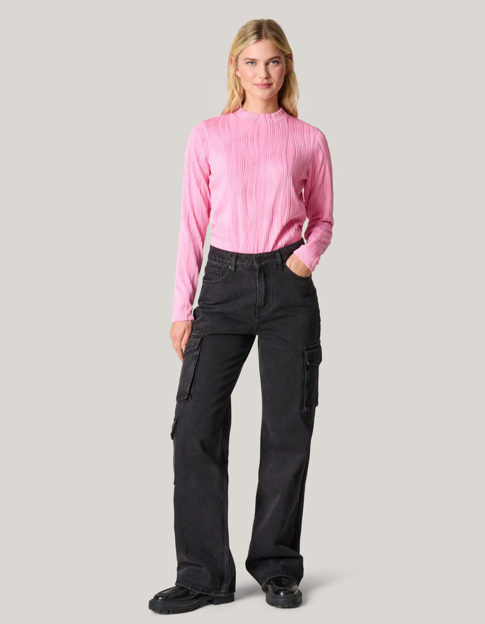 Swirl Crinkle Top Roze