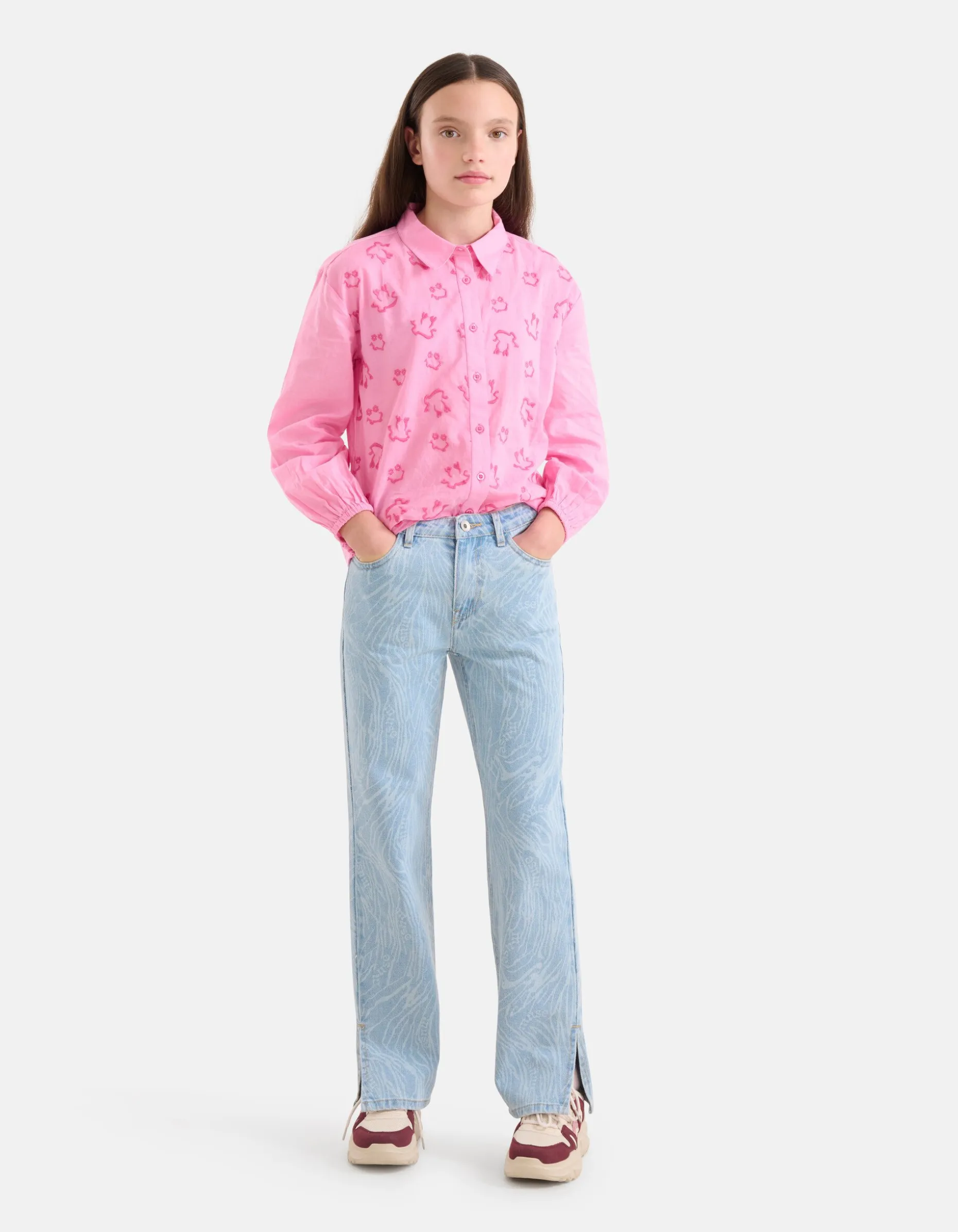 Swirl Print Denim Bleached