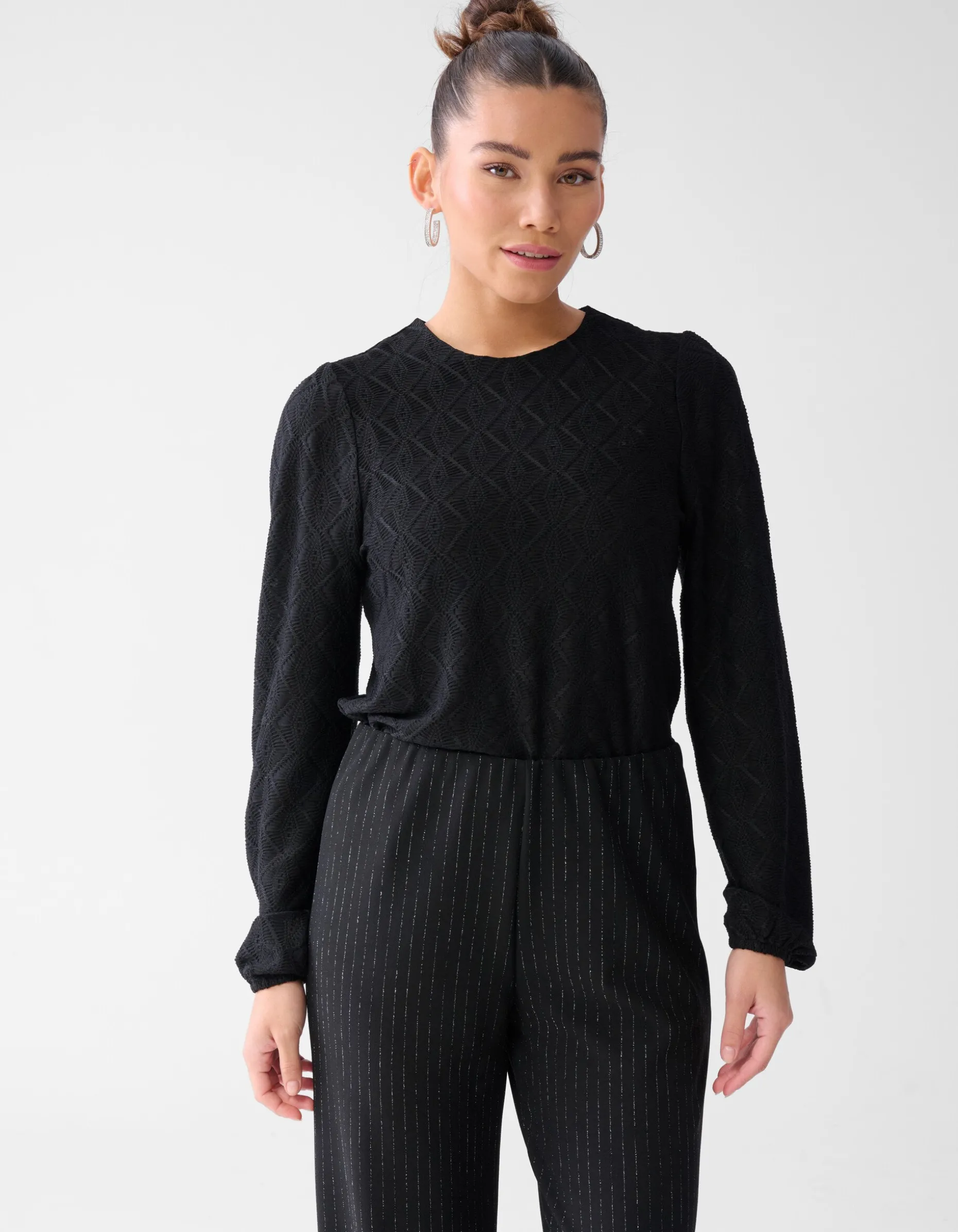 Swirl Structuur Top Zwart