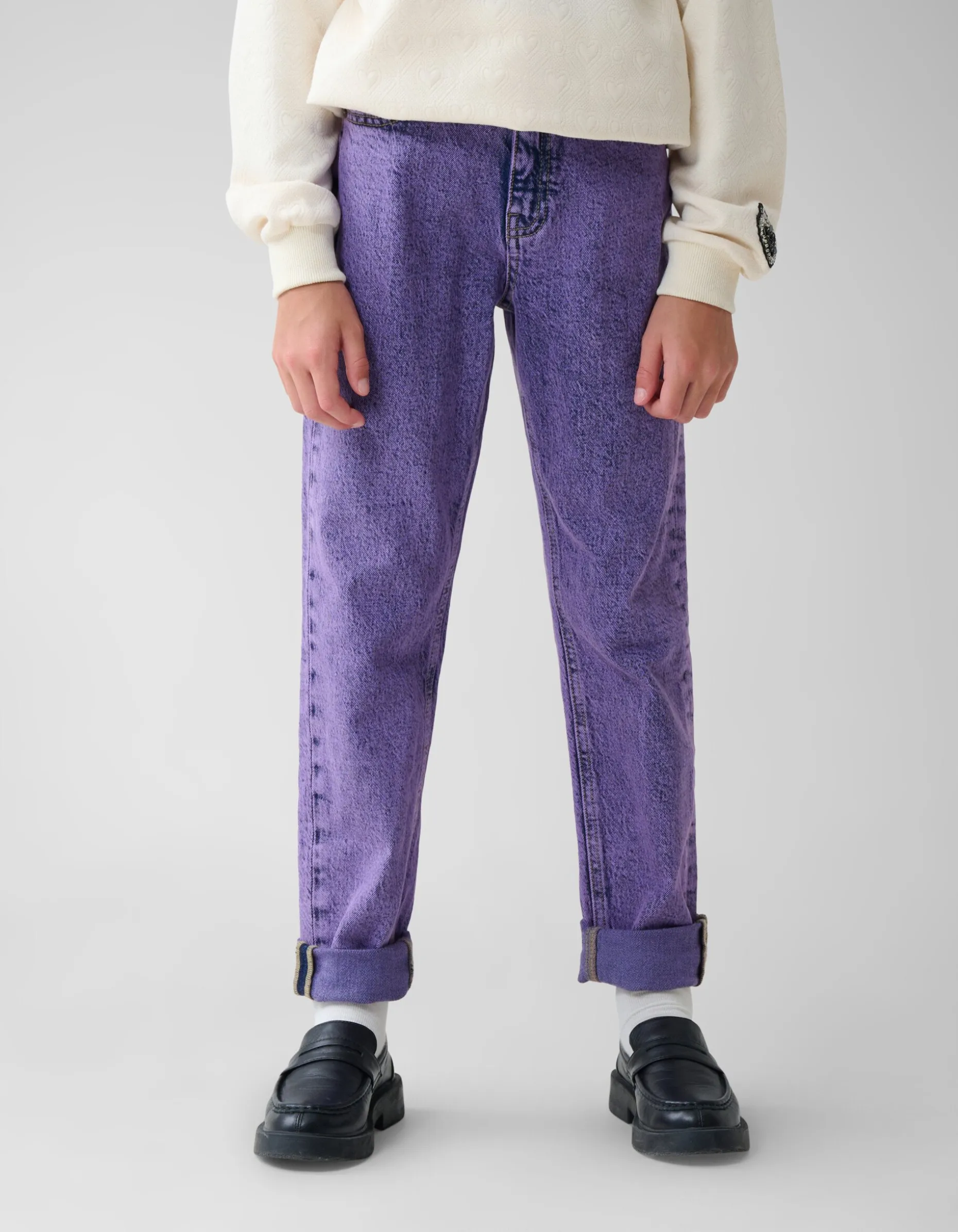 Tapered Fit Jeans Washed Paars
