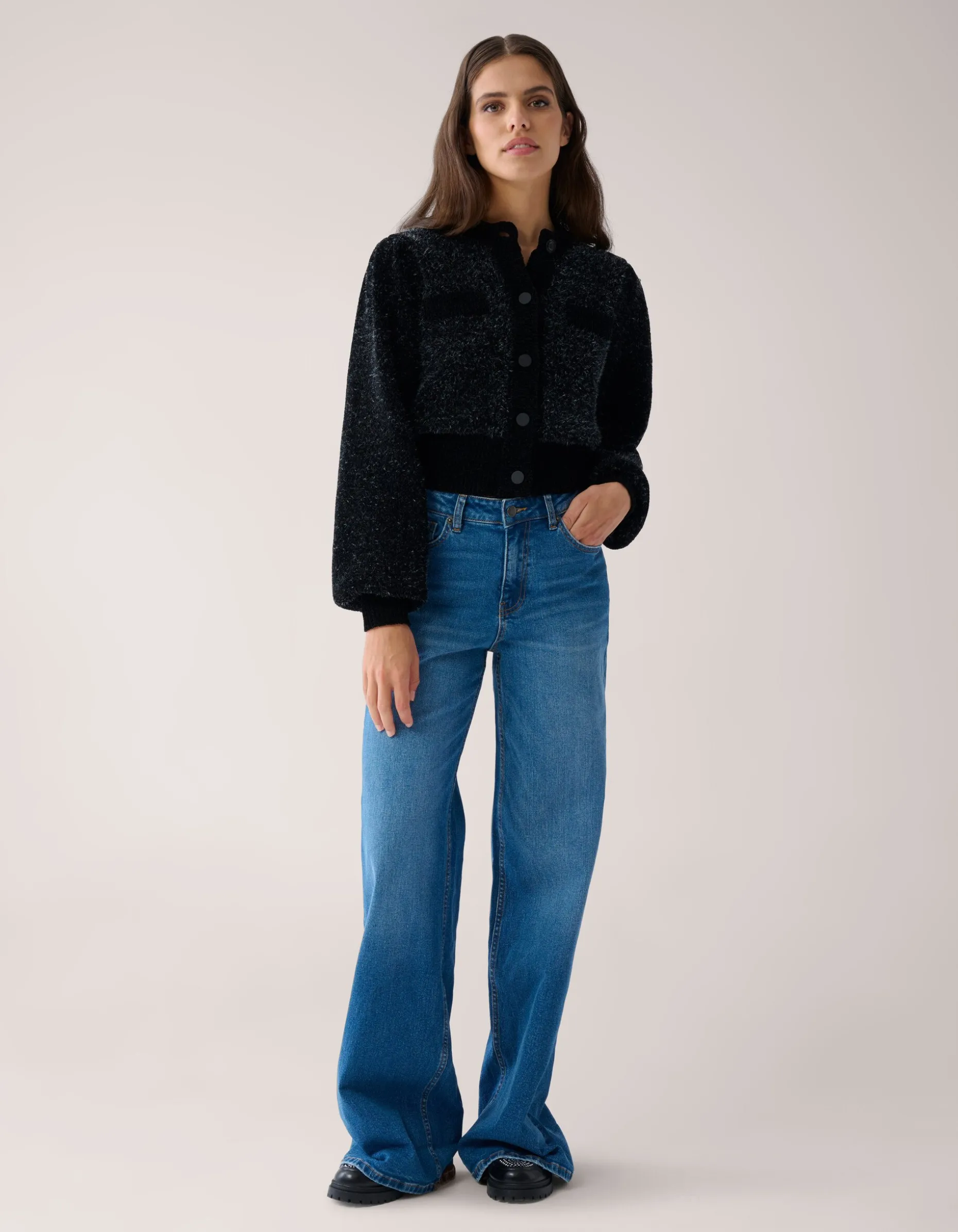 Turn Up Wide Leg Fit Jeans Mediumstone By Mieke