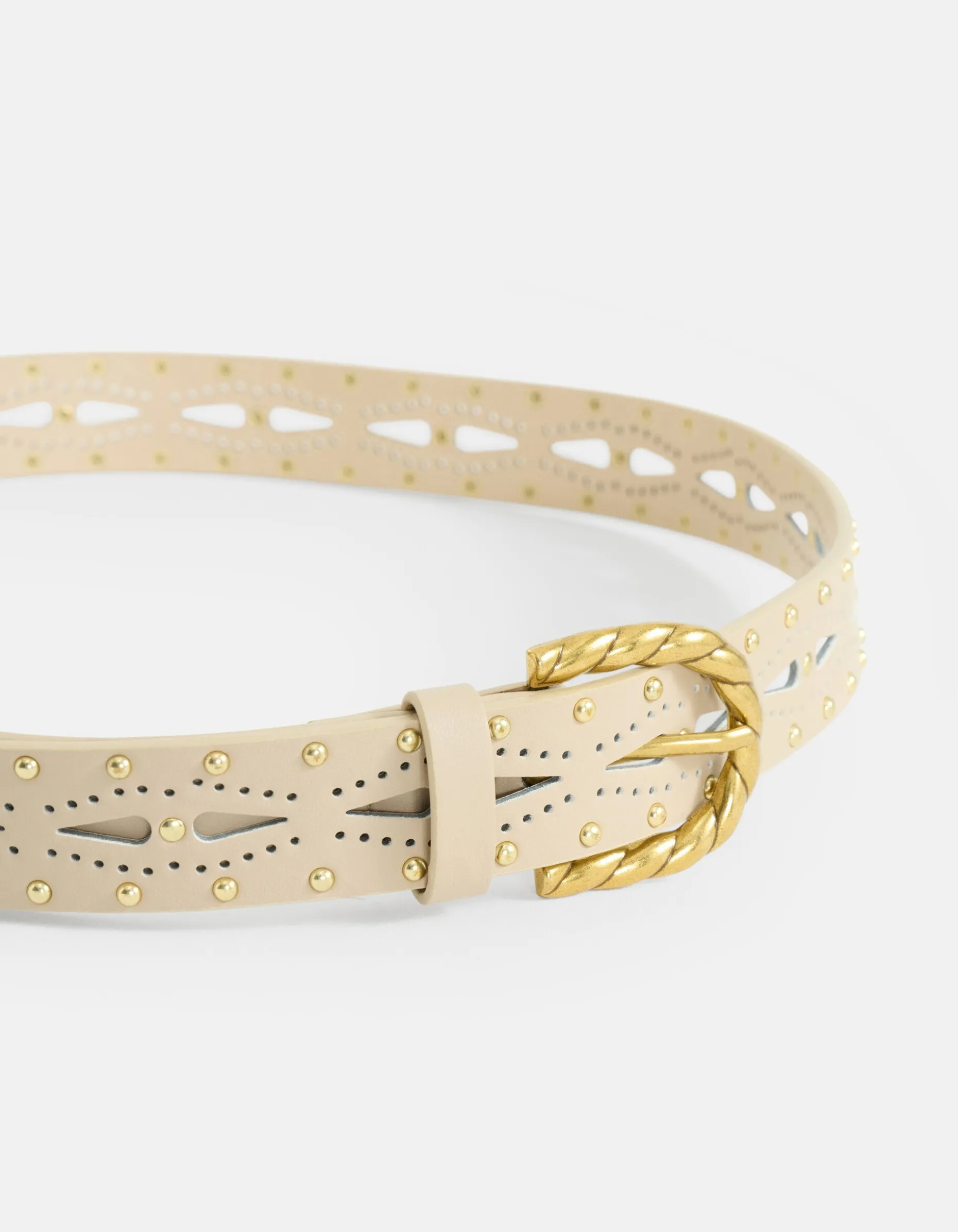 Twisted Buckle Riem Beige