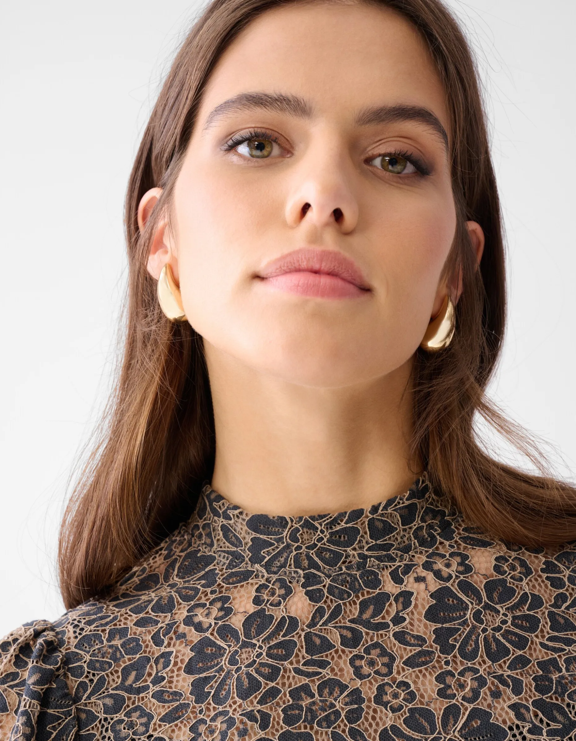 Two Tone Kanten Top Bruin