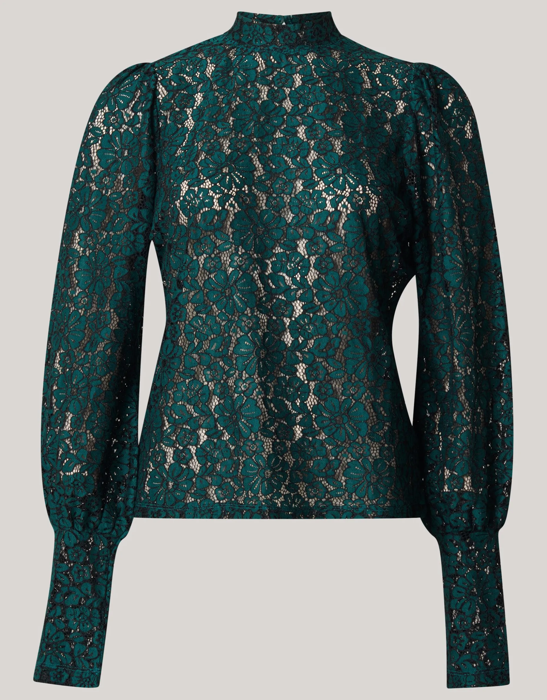 Two Tone Kanten Top Donkergroen