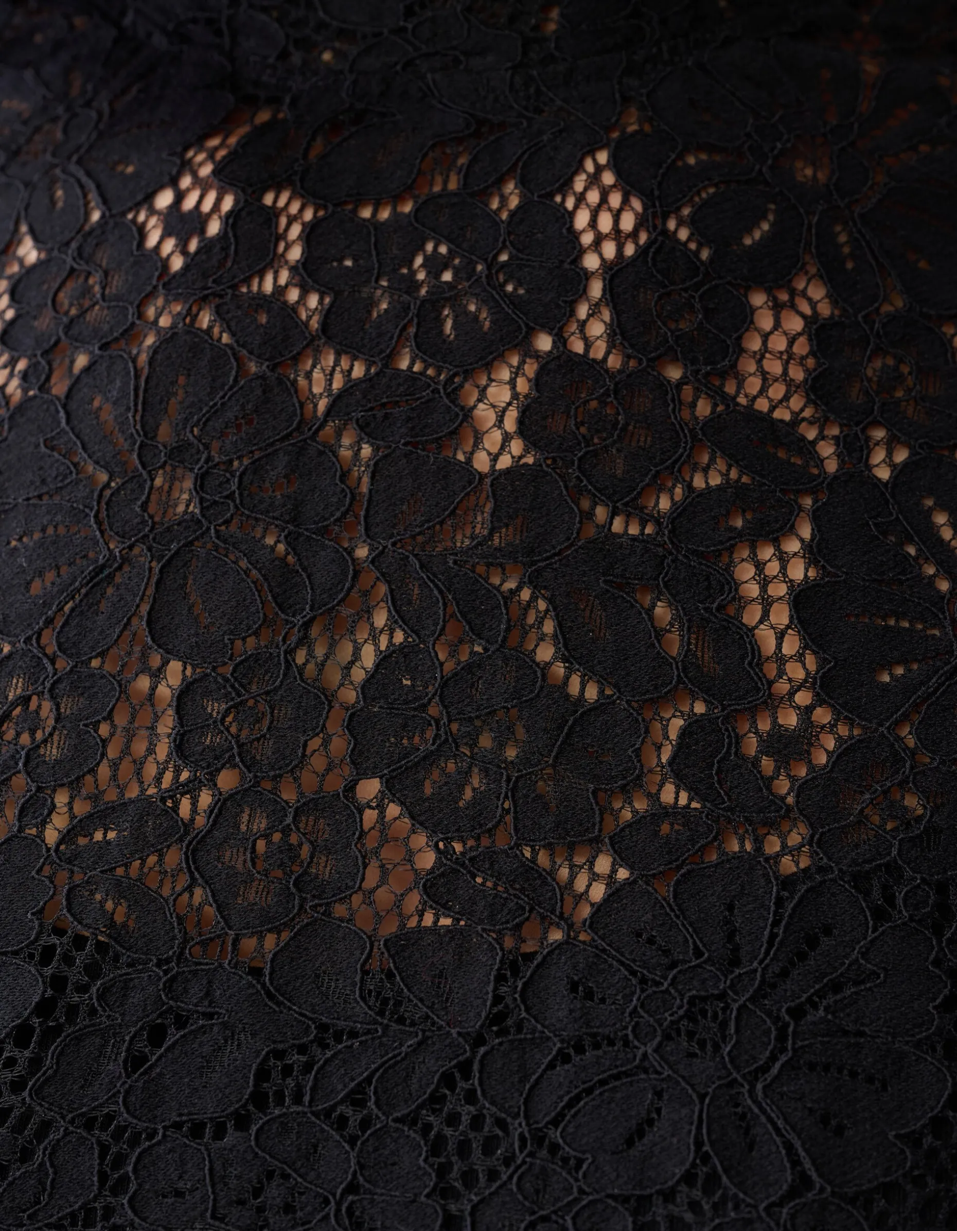 Two Tone Kanten Top Zwart