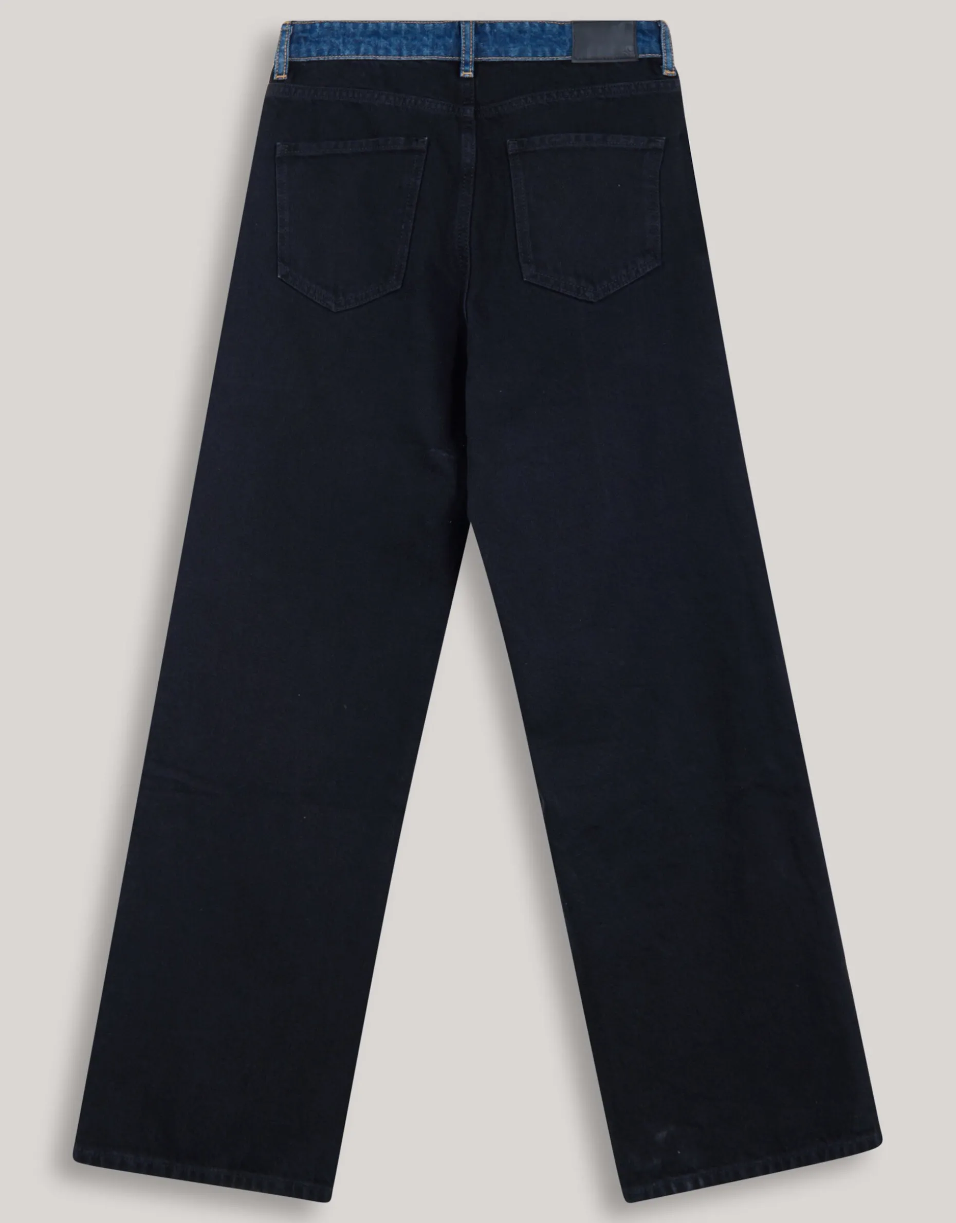 Two Tone Wide Leg Fit Jeans Donkerblauw