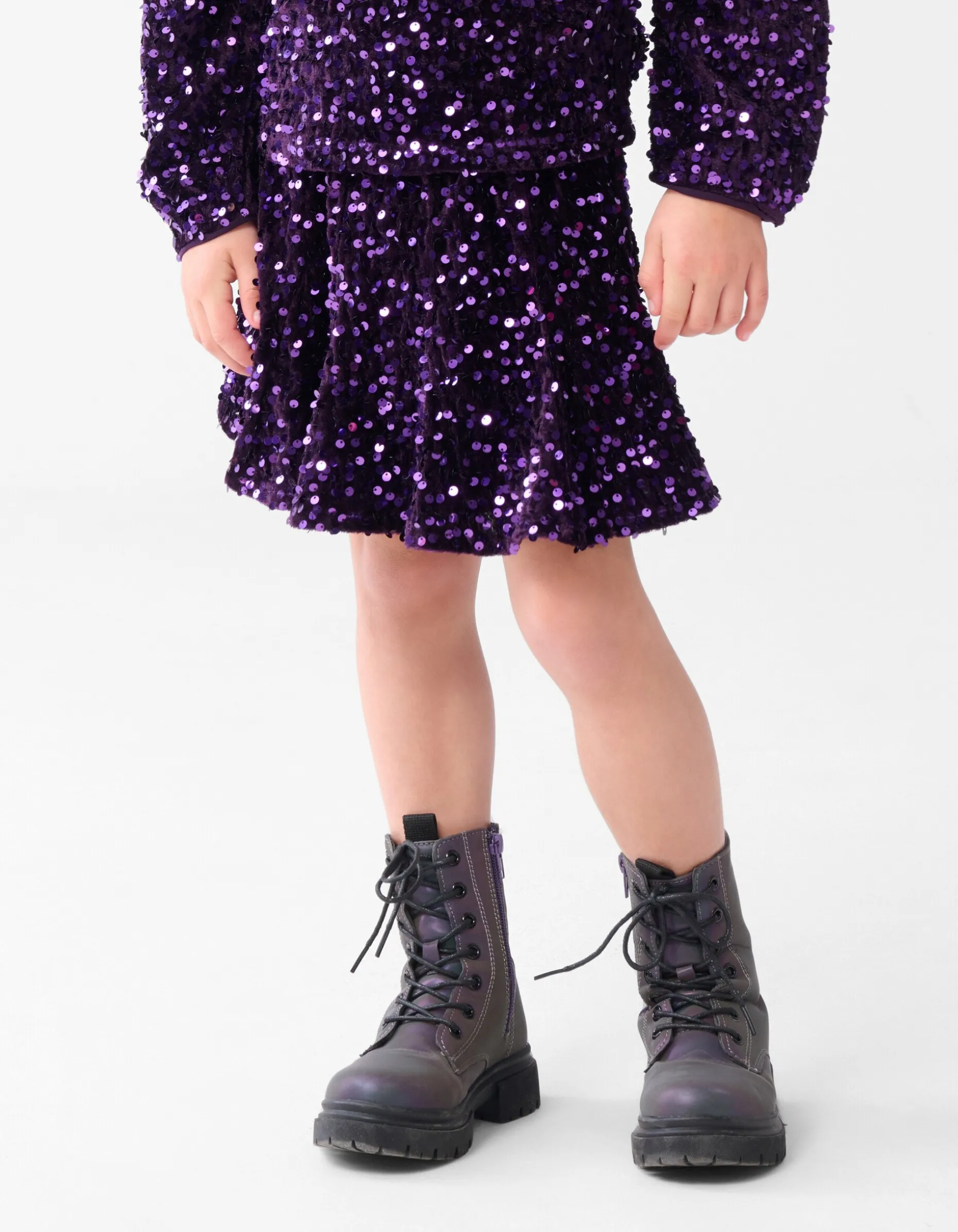 Velvet Pailletten Mini Rok Paars