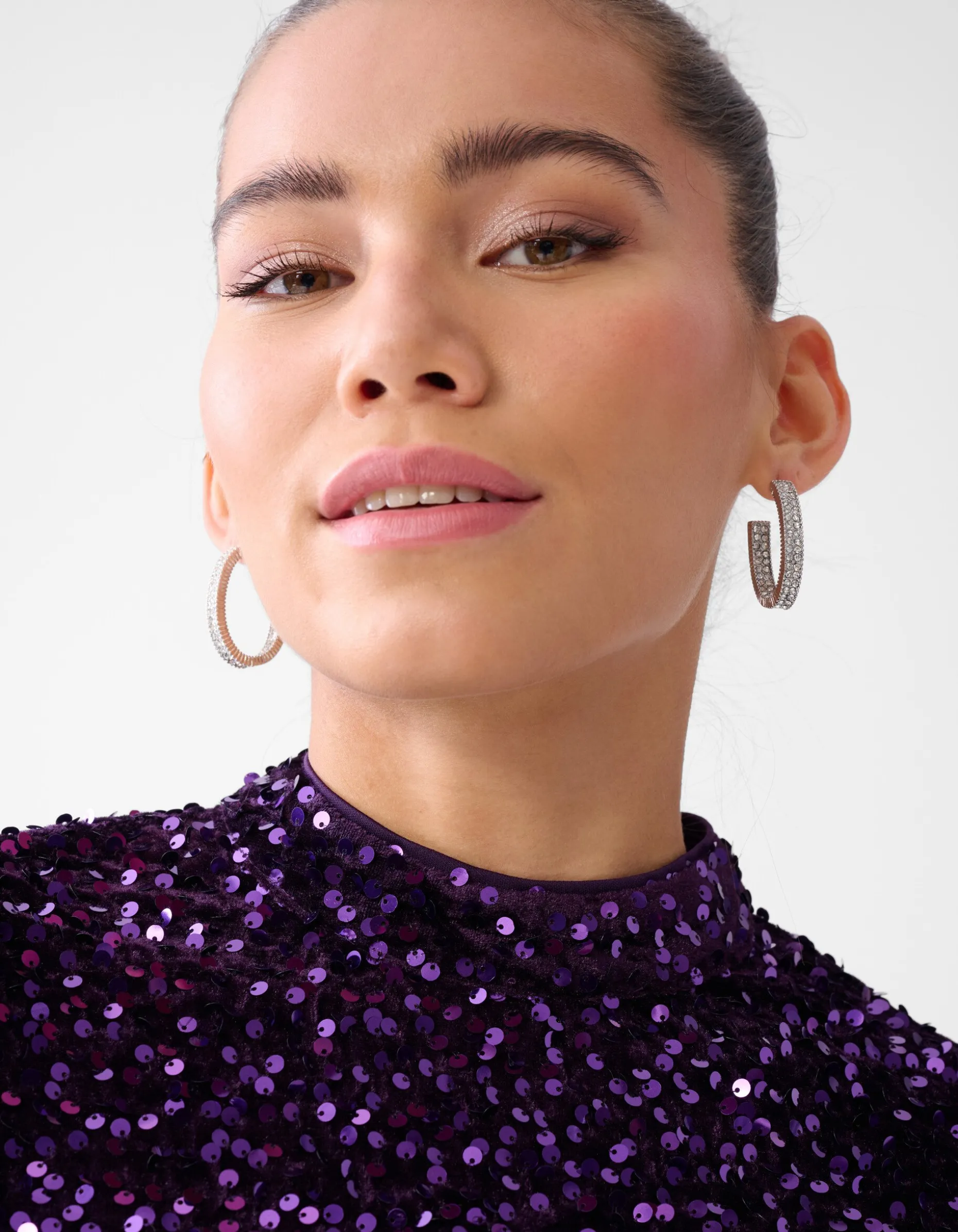 Velvet Pailletten Top Donkerpaars