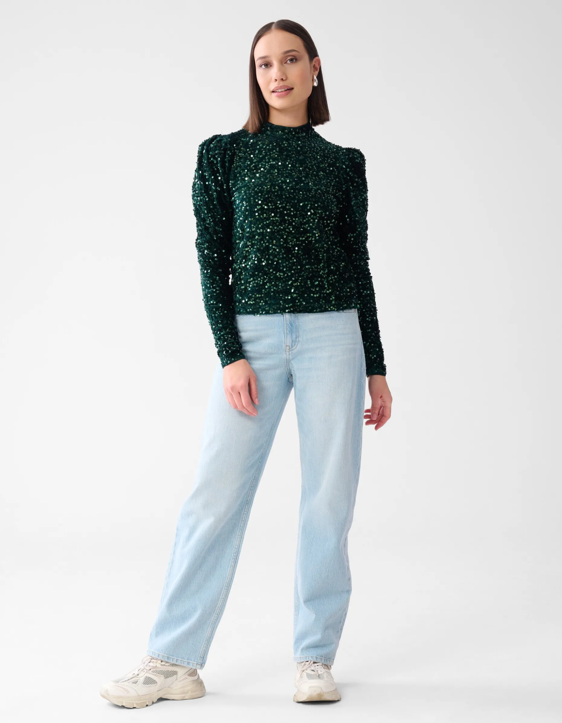 Velvet Pailletten Top Donkergroen