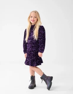 Velvet Pailletten Top Paars