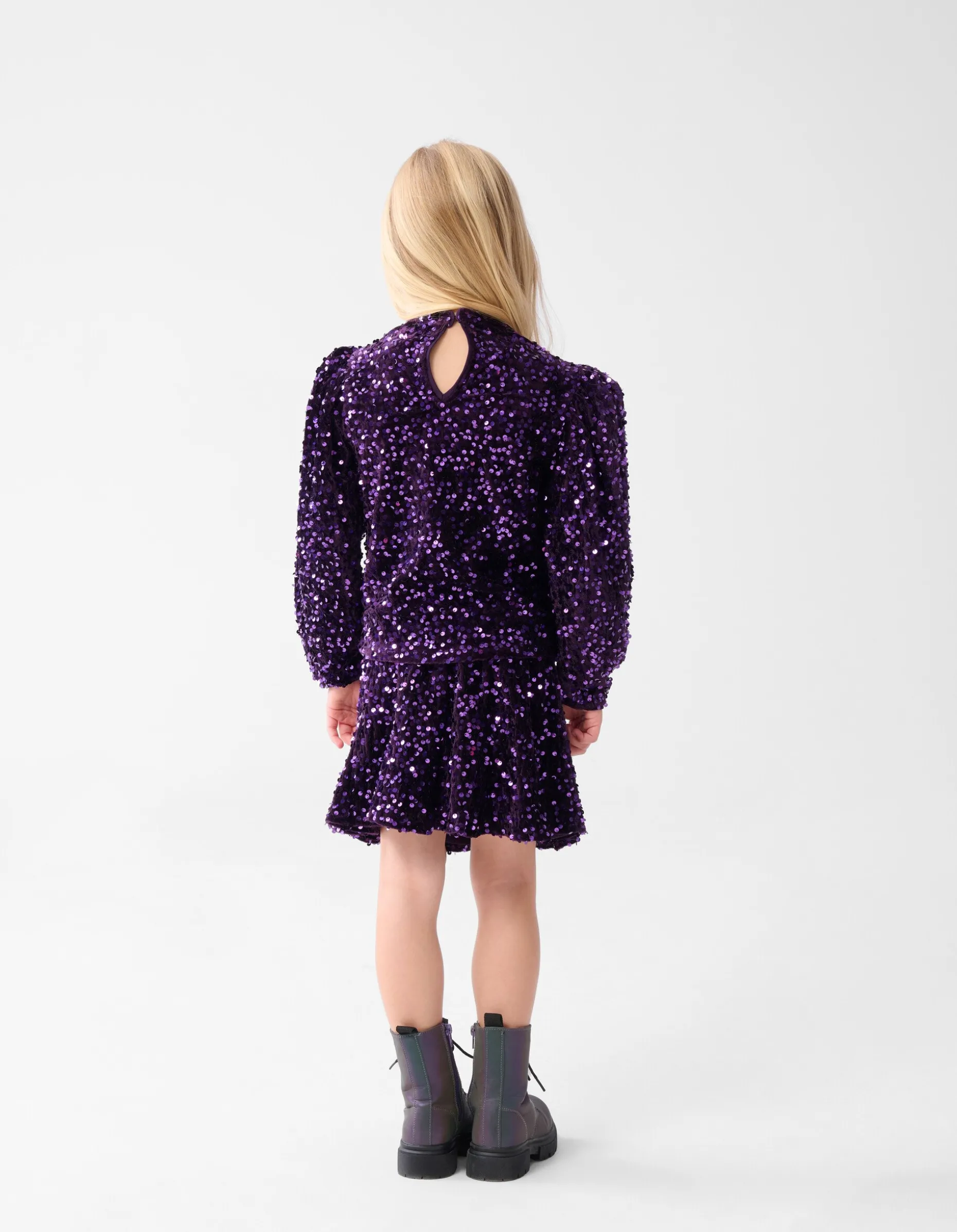 Velvet Pailletten Top Paars