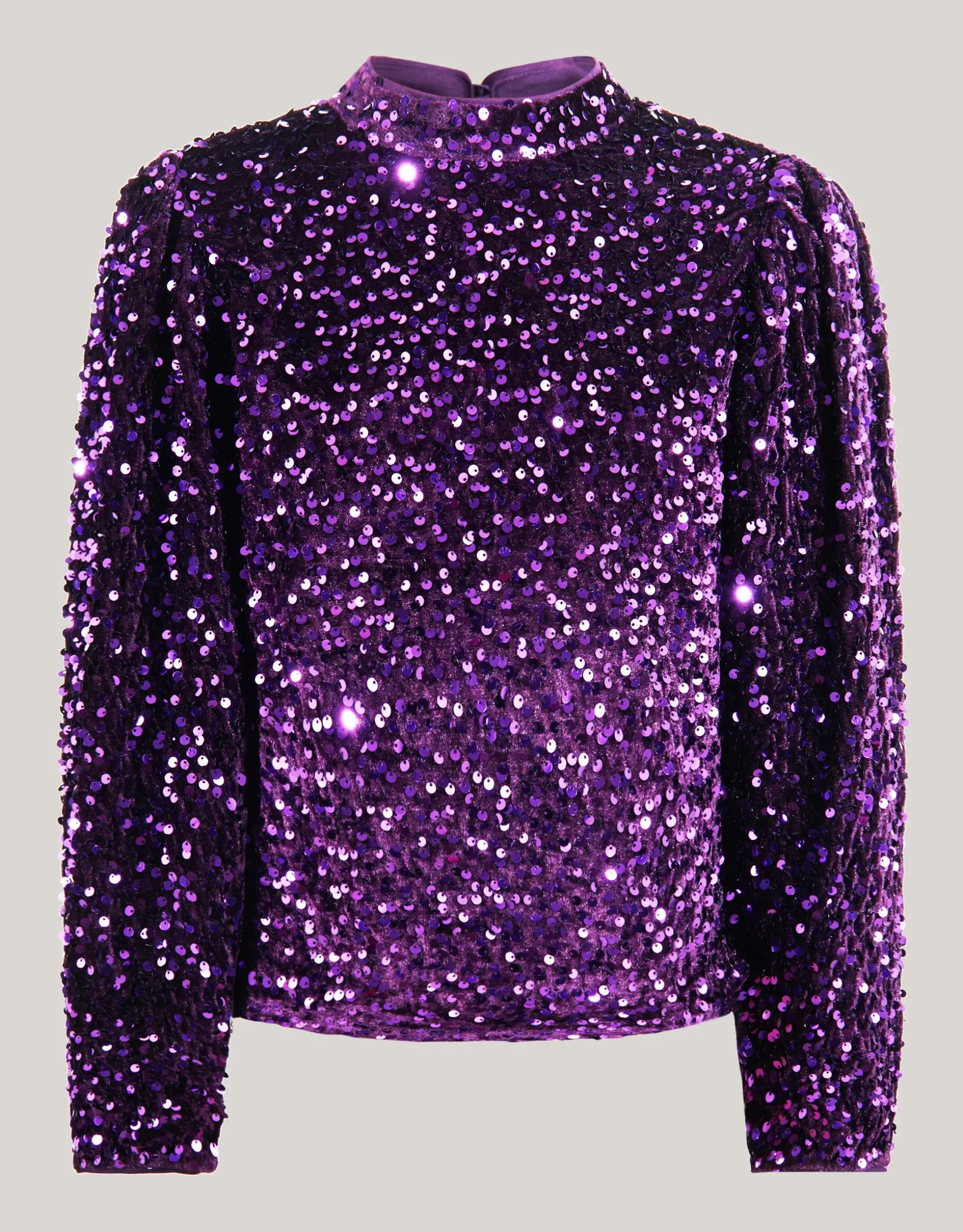 Velvet Pailletten Top Paars