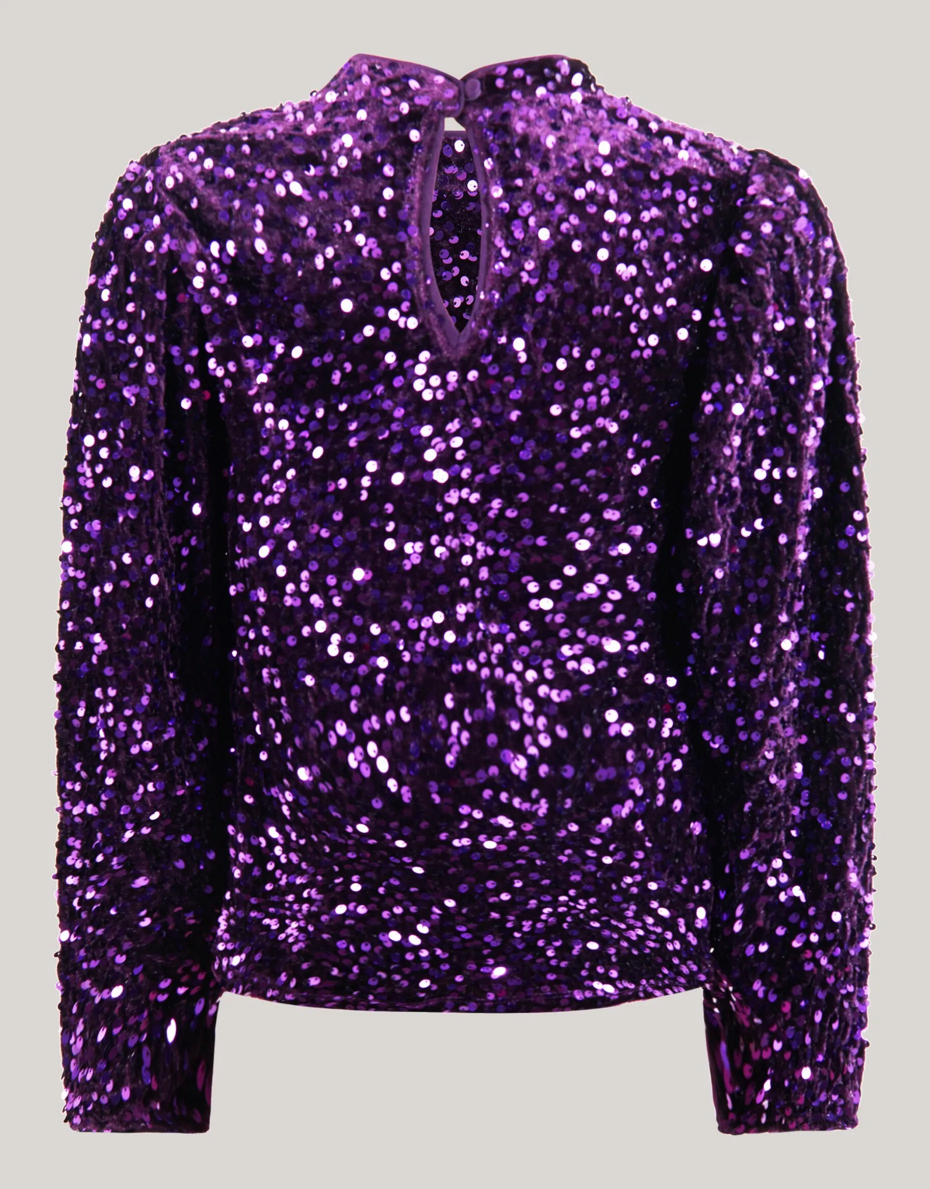 Velvet Pailletten Top Paars