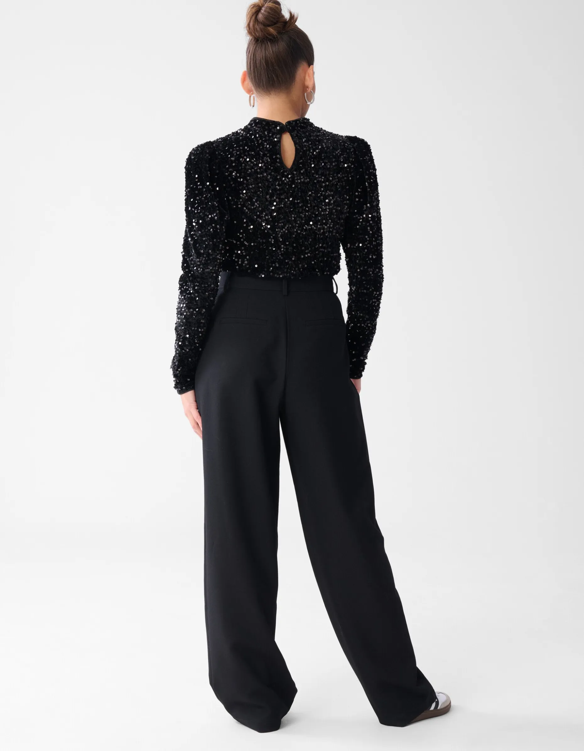 Velvet Pailletten Top Zwart