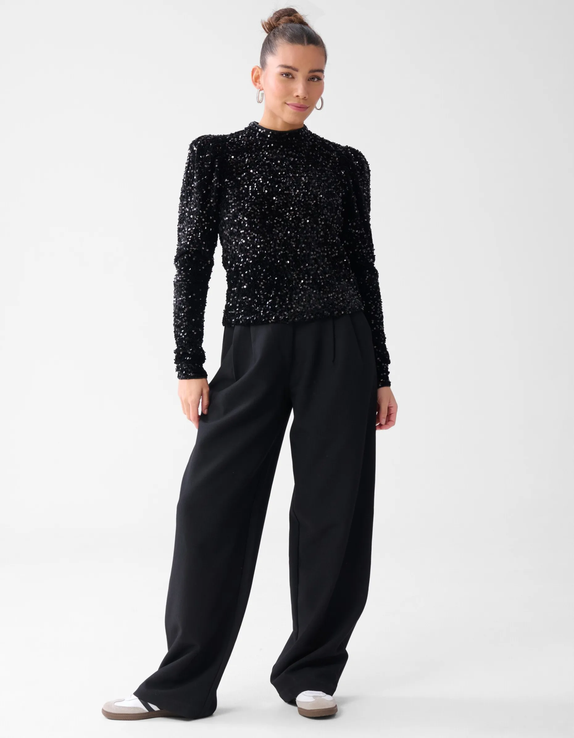 Velvet Pailletten Top Zwart