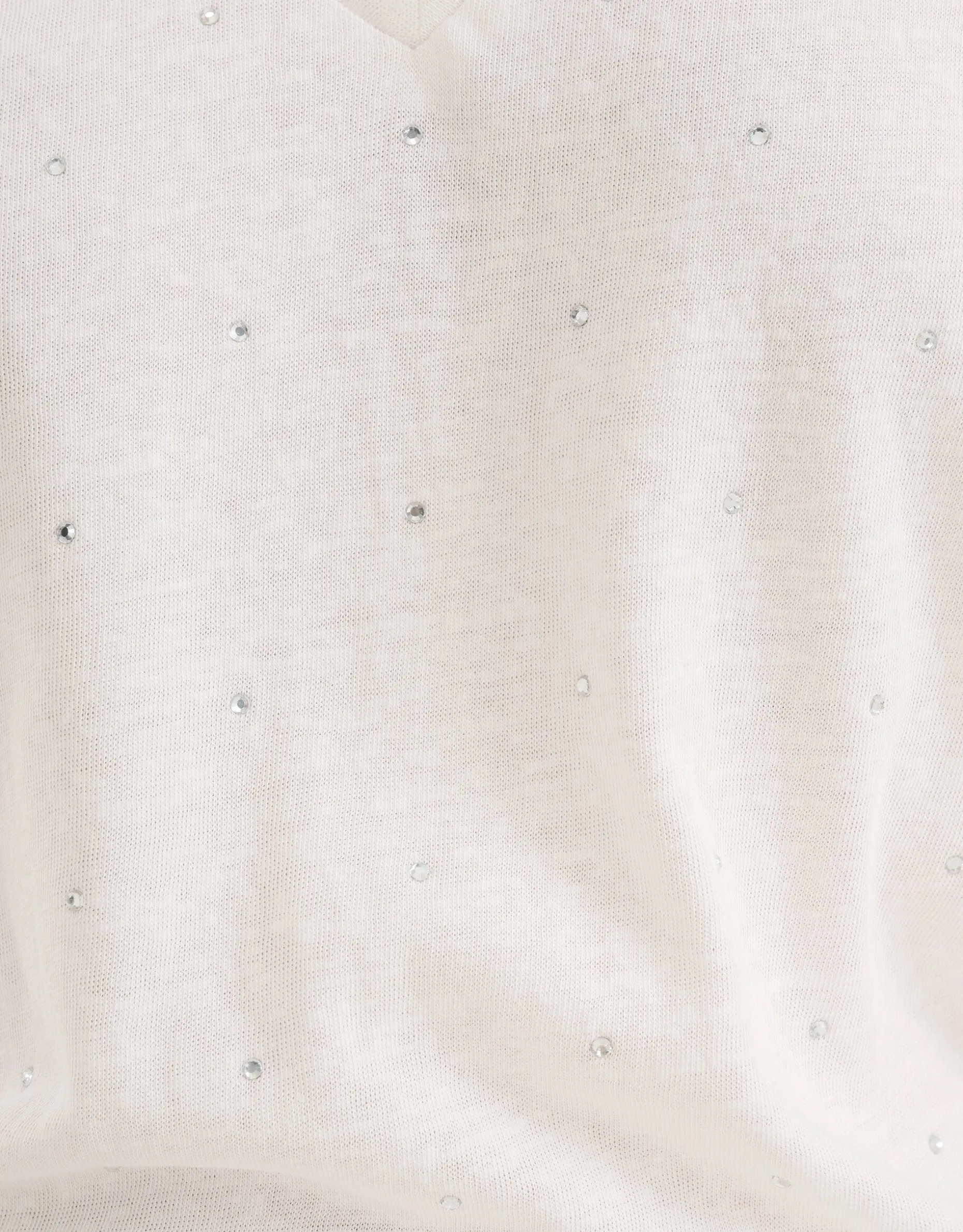 V-hals Strass T-shirt Gebroken Wit By Mieke
