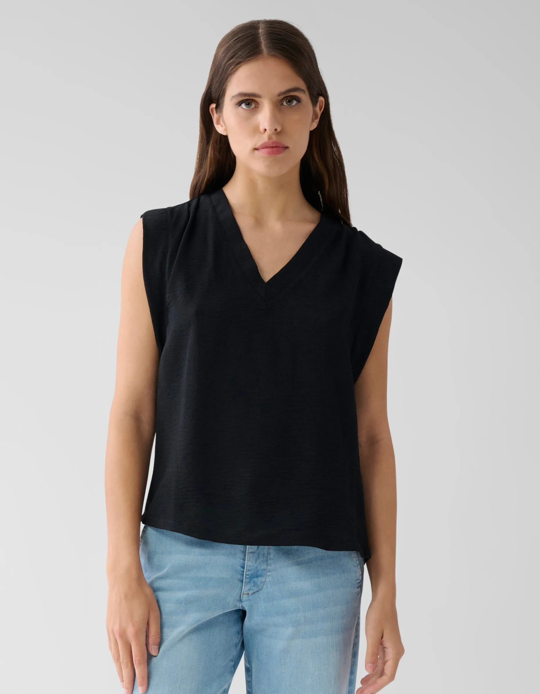 V-hals Top Zwart