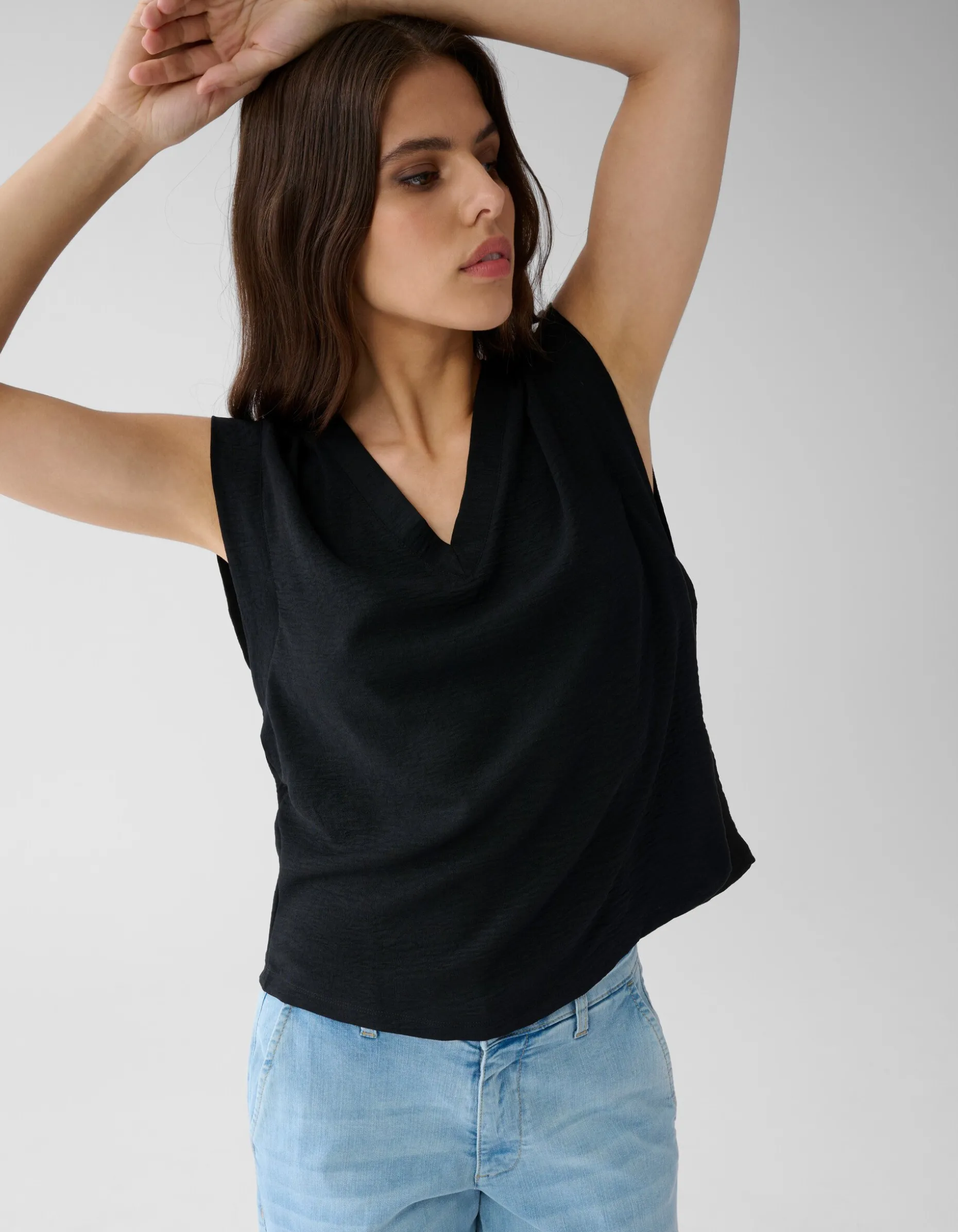 V-hals Top Zwart