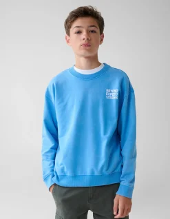 Washed Artwork Sweater Blauw