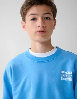 Washed Artwork Sweater Blauw