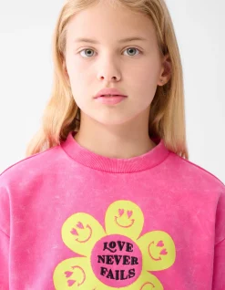 Washed Artwork Sweater Roze