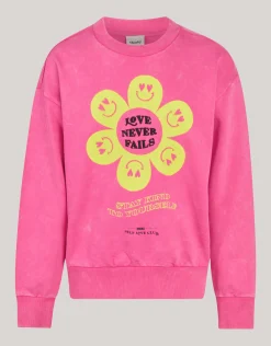 Washed Artwork Sweater Roze