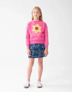 Washed Artwork Sweater Roze