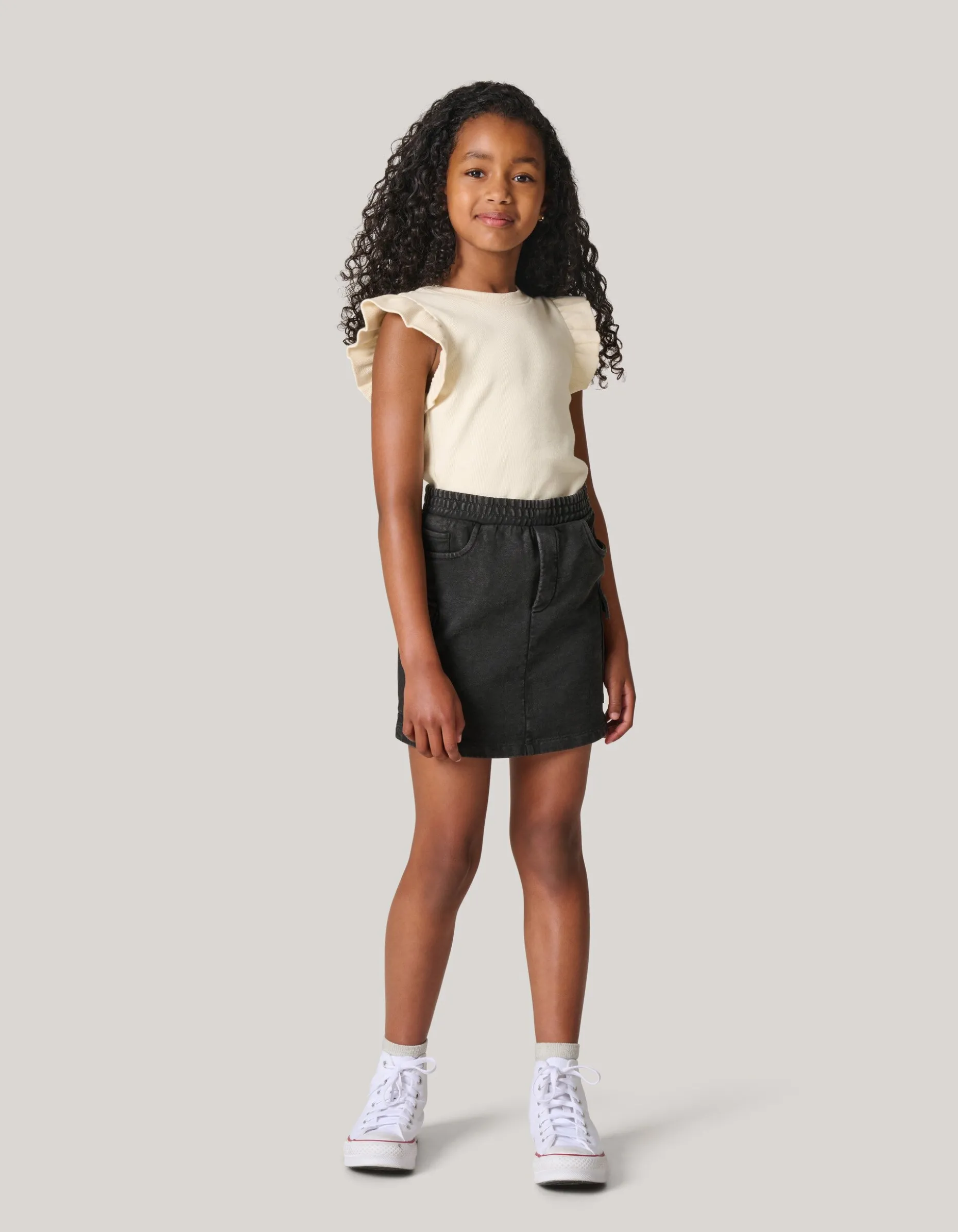 Washed Denim Rok Donkergrijs