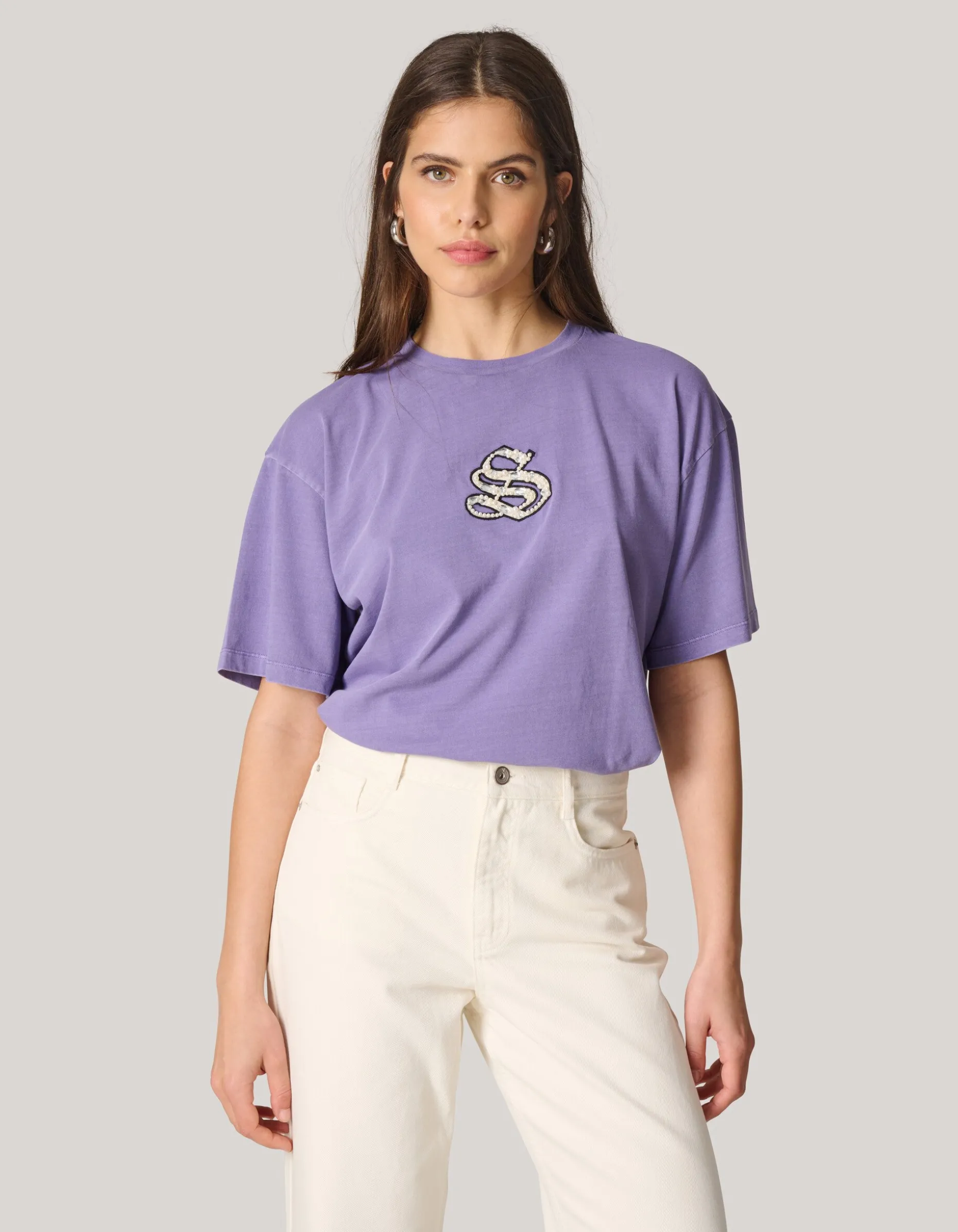Washed Shoeby Logo T-shirt Paars